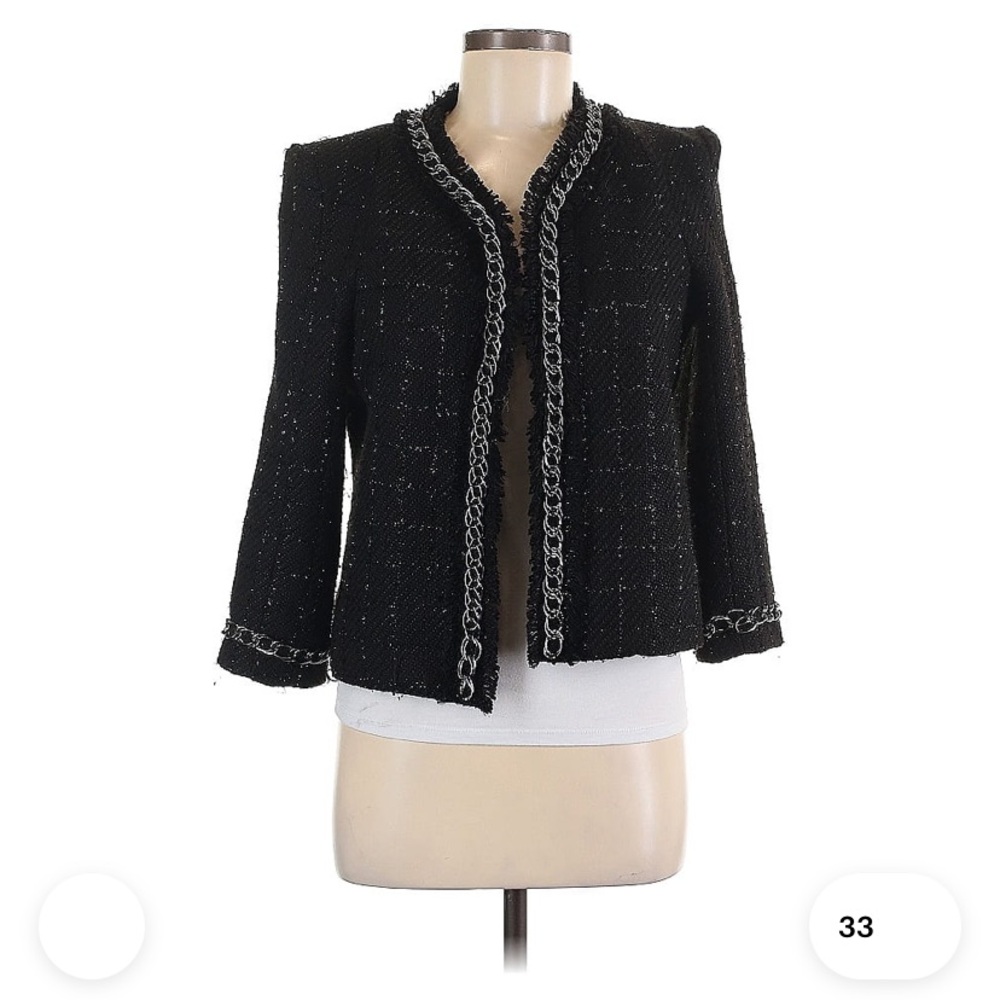Hush tweed viscose blazer jacket  in black, Sz M